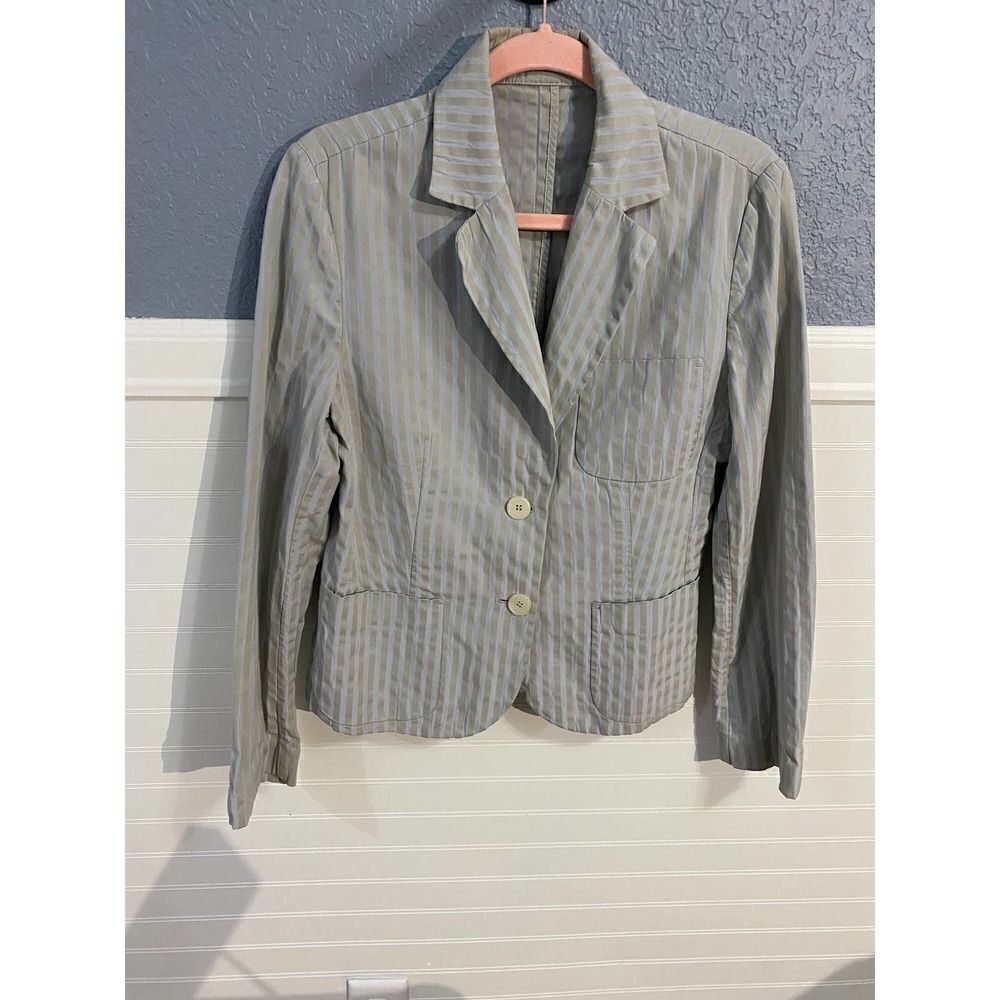 Tommy Hilfiger Gray Striped Double Button Collared Blazer Women's Size 12